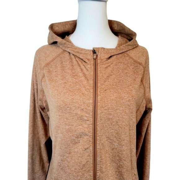 Womens medium "Recreation" burnt orange athletic stretchy high low zip-up hoodie - Picture 2 of 9